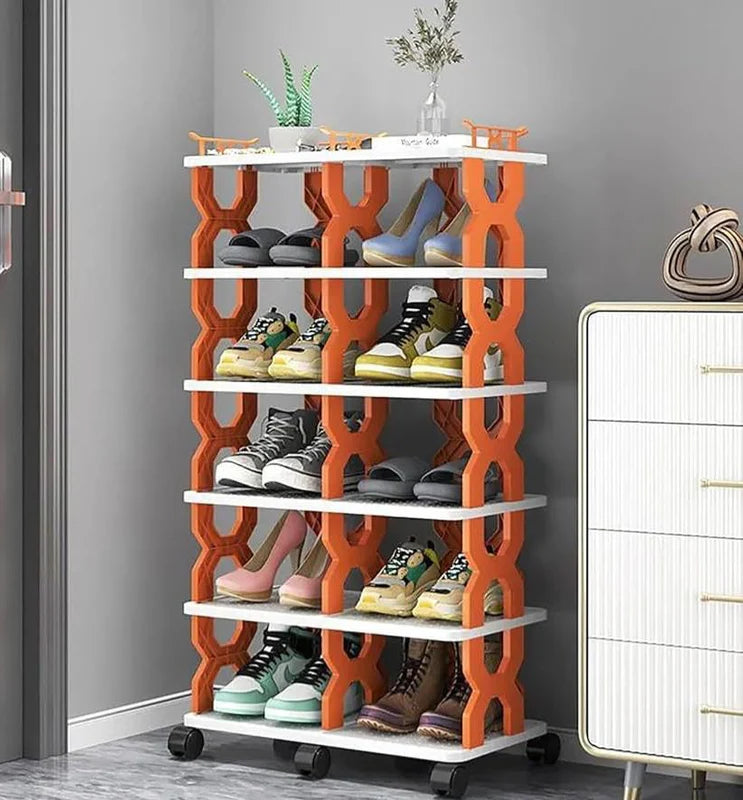 Organizador Multifuncional 6 Niveles Ajustables, Diseño en X, Ruedas 360°, Resistente