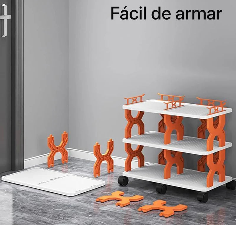 Organizador Multifuncional 6 Niveles Ajustables, Diseño en X, Ruedas 360°, Resistente