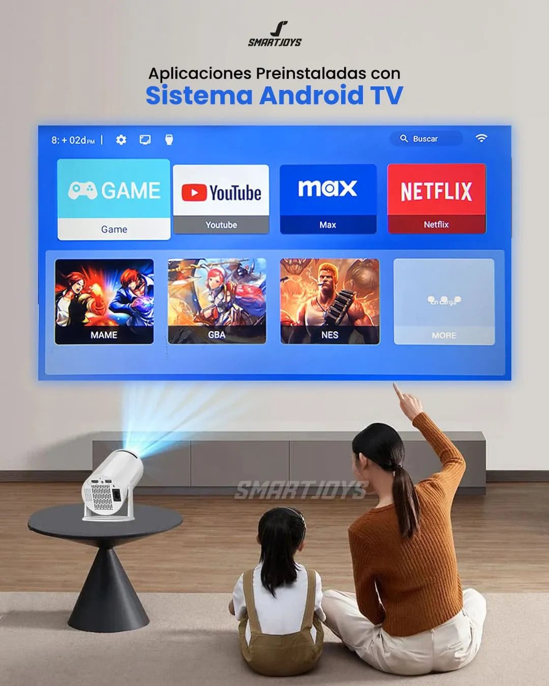 Proyector Portátil M300 Max con Android TV y 20.000 Juegos, Tu Centro de Entretenimiento Total