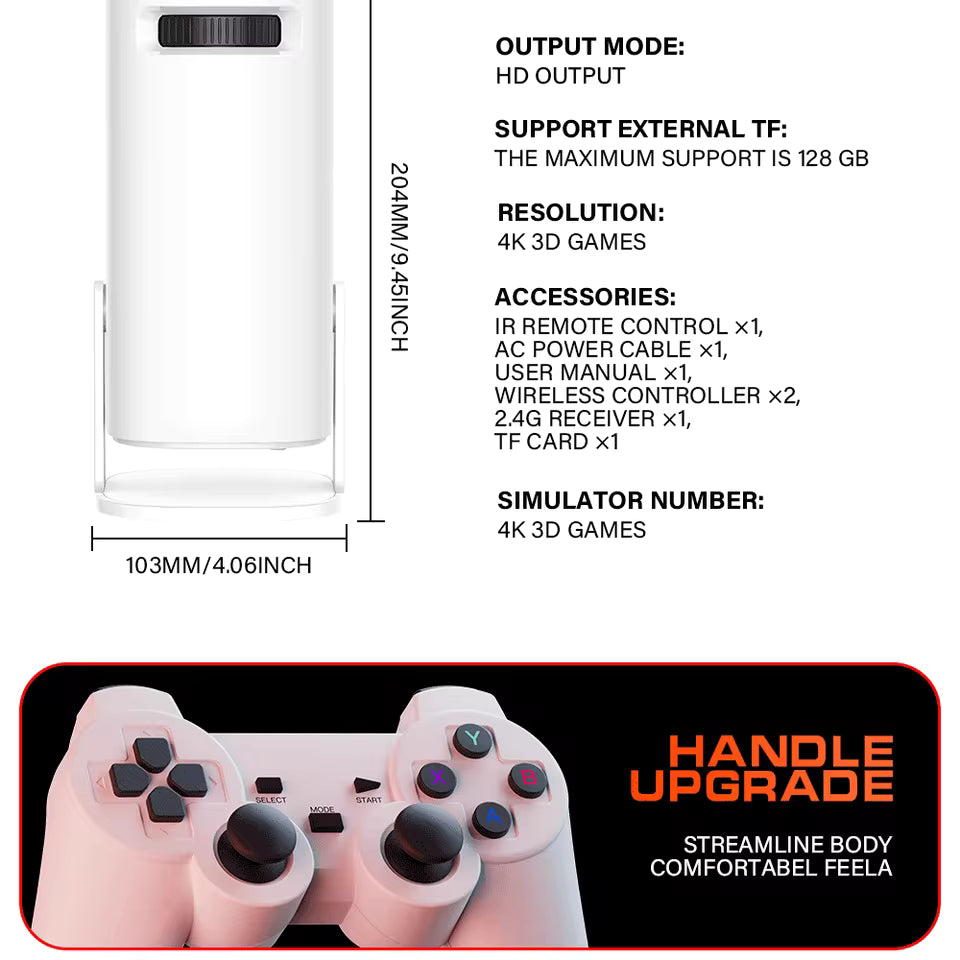 Proyector P30 MAX 4K con Android, WiFi y 2 Controles, Noches de Películas y Juegos sin Límites.