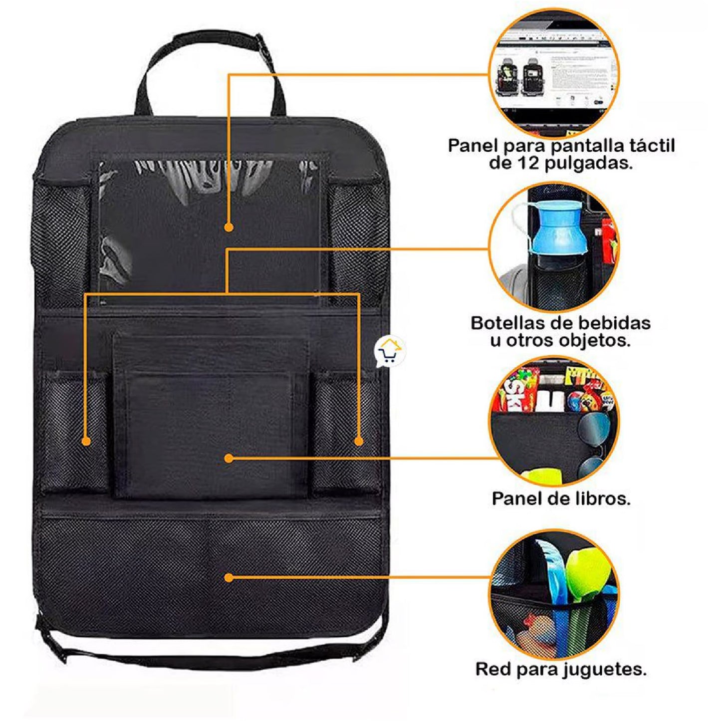 Organizador para Asiento de Carro, Protector Multi-bolsillos Impermeable, Organizador Vehicular con 6 Bolsillos