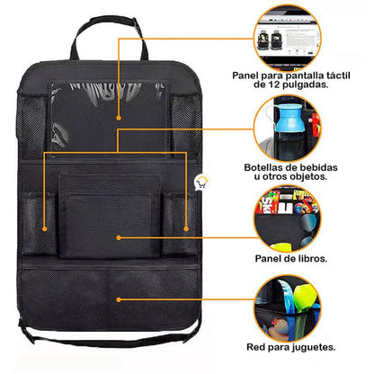 Organizador para Asiento de Carro, Protector Multi-bolsillos Impermeable, Organizador Vehicular con 6 Bolsillos