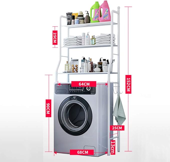 Estante Organizador de Baño, Metal Blanco, 3 Niveles, Versátil, Resistente, para Baño/Lavandería