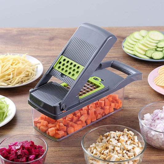 Picador de Verduras Multifuncional, Cortador Rebanador Rallador, Fácil Limpieza