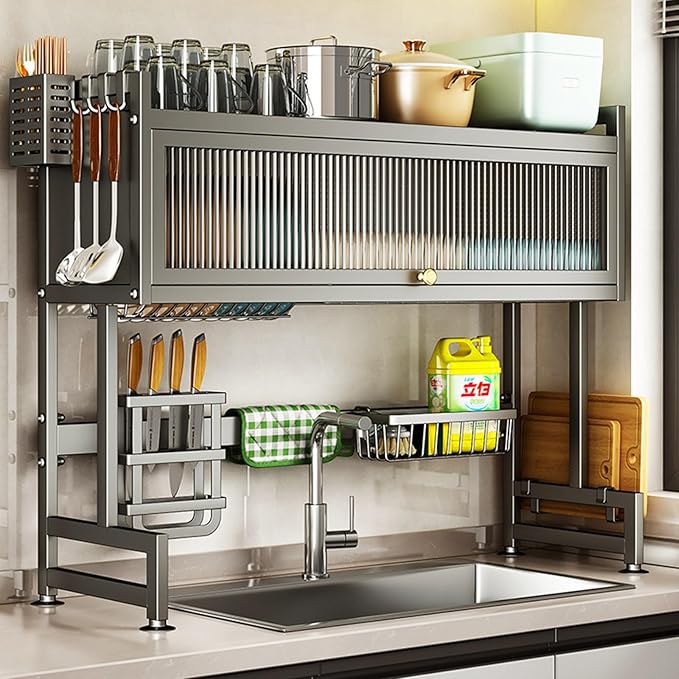 Organizador de Loza con Gabinete, Gran Capacidad, Resistente, para Cocina