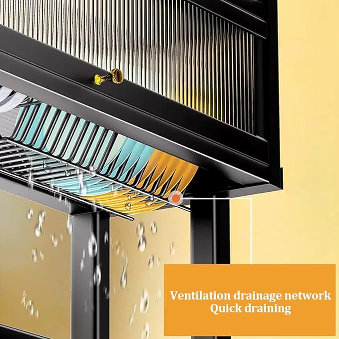 Organizador de Loza con Gabinete, Gran Capacidad, Resistente, para Cocina
