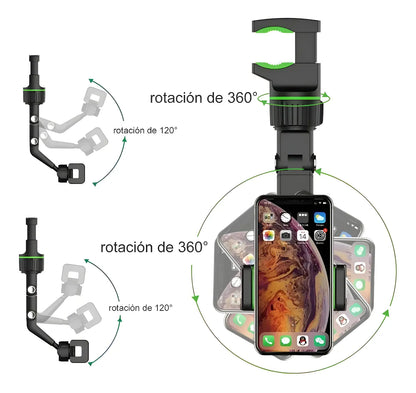 Soporte de Celular para Carro 360°, Soporte de Teléfono Multifuncional con Clip
