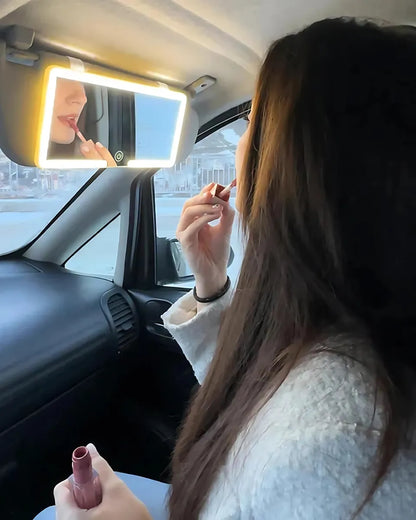 Espejo de Maquillaje LED para Carro con Sensor Táctil Recargable, Espejo para Visera de Auto