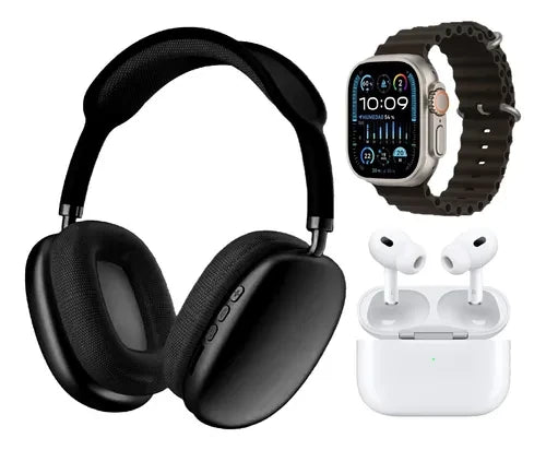 Combo K12 Audífonos Diadema Inalámbricos, Smartwatch 7 Correas, Accesorios