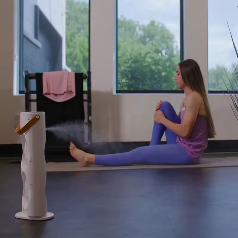 Ventilador Doble Portátil con Humidificador Integrado y Rotación Amplia, Humidificador Portátil de Escritorio con Giro 120°