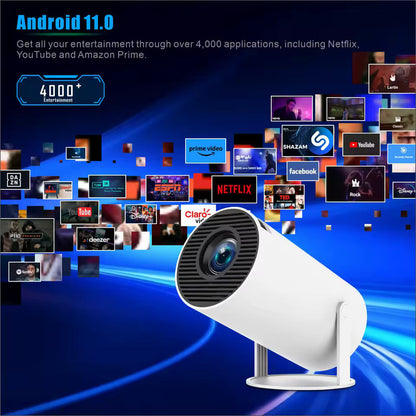Proyector Portátil Hy300 con Android 11 y WiFi, Convierte Cualquier Pared en tu Cine Personal