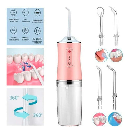 Irrigador Bucal Dental Eléctrico, 4 Boquillas, Limpieza Profunda, Ortodoncia, Encías Sensibles