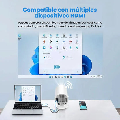 Proyector Portátil Hy300 con Android 11 y WiFi, Convierte Cualquier Pared en tu Cine Personal