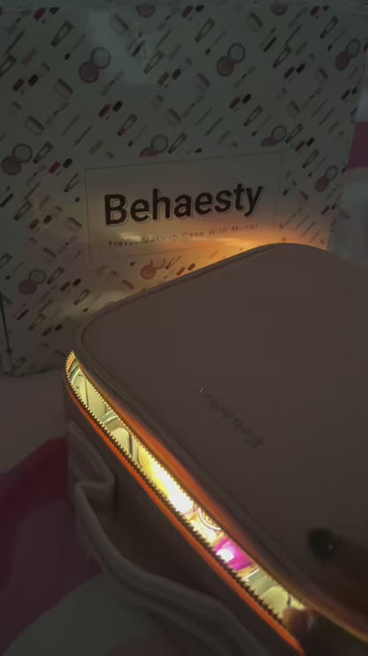 Cosmetiquera Portátil con Espejo LED Táctil y Luz Ajustable, Maletín de Maquillaje Profesional con Espejo Iluminado LED